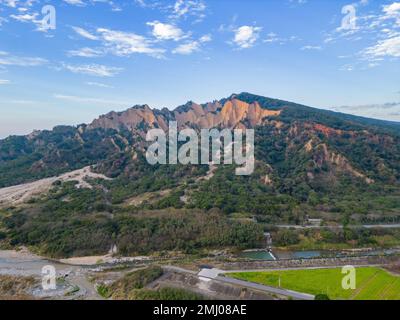 Luftaufnahme des Huoyan Shan in Taiwan Stockfoto