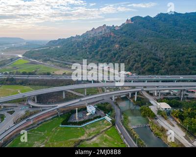 Luftaufnahme des Huoyan Shan in Taiwan Stockfoto