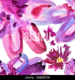Abstrakter nahtloser Hintergrund mit Aquarellblumen. Helle Farben, malen auf hellem Hintergrund. Vektordarstellung Stock Vektor