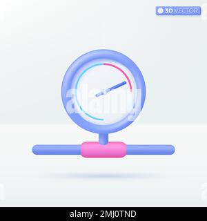 Symbole des Manometers. Prüfen des Reifendrucks, Manometer, Druckprüfung für Sicherheitskonzept. 3D-Vektor isoliertes Illustrationsdesign Cartoon Past Stock Vektor