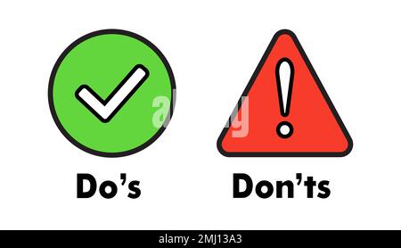 DOS und Don'TS Grüne rote Schilder Vektordarstellung Stock Vektor