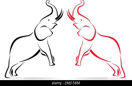 Vektorbild eines Elefanten auf weißem Hintergrund. Leicht editierbare Vektorgrafik mit Ebenen. Wilde Tiere. Stock Vektor