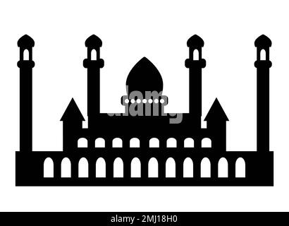 Silhouette des Ramadan-Moschee-Gebäudes Diese Bauten eignen sich auch hervorragend für architektonische Designs. Ihre hohen Türme machen sie zu perfekten Brennpunkten. Stock Vektor