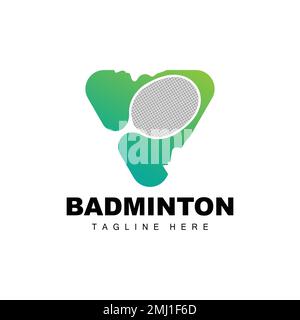 Badminton-Logo, Sport-Game-Vektor Mit Shuttlecock-Racket, Sport-Branch-Design, Vorlagensymbol Stock Vektor