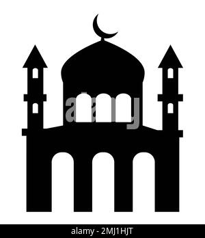 Die schwarzen Silhouetten der islamischen Ramadan-Stadtlandschaft werden oft als künstlerisches Motiv für die Gestaltung von Moscheen, Minaretten und Schlössern verwendet. Diese Strukturen Stock Vektor