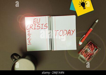 Inspiration zeigt Zeichen der EU-Krise, die Wirtschaft zeigt den Staat der Eurozone, der nicht in der Lage ist, seine Staatsschulden zurückzuzahlen oder zu refinanzieren Stockfoto