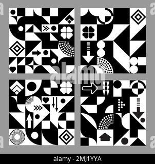 Ein schwarzweißes geometrisches Muster des Hintergrunds für das abstrakte Poster Stock Vektor