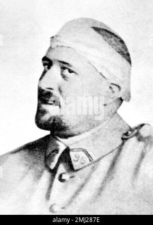 Apollinaire. Porträt des französischen Schriftstellers Guillaume Apollinaire (1880-1918) als Soldat 1916 nach einer Schrapnell-Wunde am Kopf Stockfoto