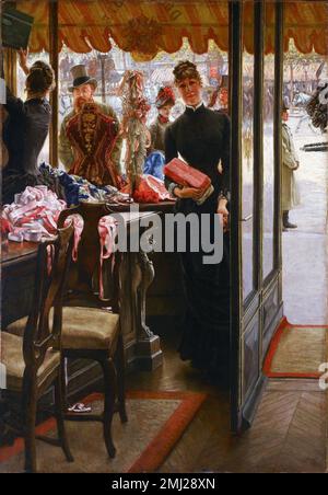 James Tissot. Gemälde mit dem Titel "La demoiselle de Magasin" des französischen Künstlers Jacques Joseph Tissot (1836-1902), Öl auf Leinwand, c. 1878-85 Stockfoto