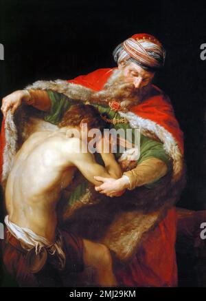 Pompeo Batoni. Die Rückkehr des verlorenen Sohnes durch den italienischen Künstler Pompeo Girolamo Batoni (1708-1787), Öl auf Leinwand, 1773 Stockfoto