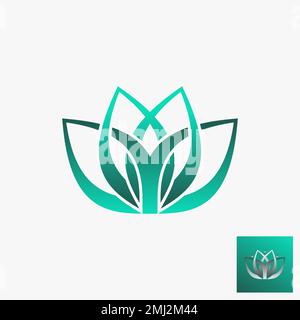 Einfaches und einzigartiges Yoga Lotus Blume Schönheit mit geschliffener Form Grafik Symbol Logo Design abstraktes Konzept Vector Stock Health oder tropisch Stock Vektor