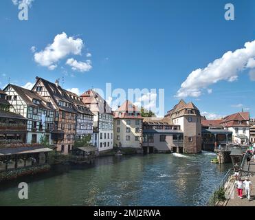 Kanalszene in Straßburg, Elsass, Frankreich Stockfoto