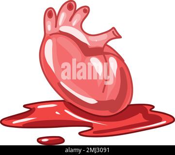 Ein realistisches Herz im Blut, Spooky Valentine, Pastel Goth Digital Sticker, alternativer Valentinstagsvektor EPS10 Stock Vektor