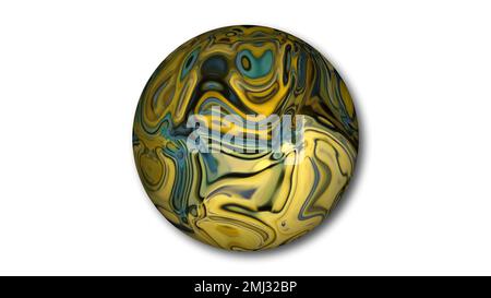 Abstrakte flüssige Marmorflüssigkeit isoliert auf weißem Hintergrund. Stockfoto