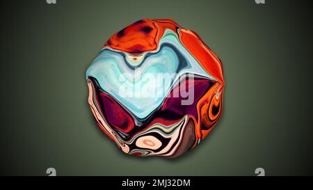 Abstrakte flüssige Marmorflüssigkeit isoliert auf weißem Hintergrund. Stockfoto