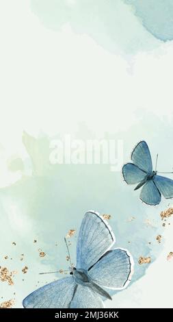 Blaue Schmetterlinge gemustert Handy Wallpaper Vektor Stock Vektor