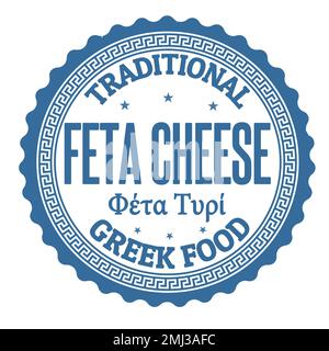 Feta-Käseetikett oder -Stempel auf weißem Hintergrund, Vektorabbildung Stock Vektor