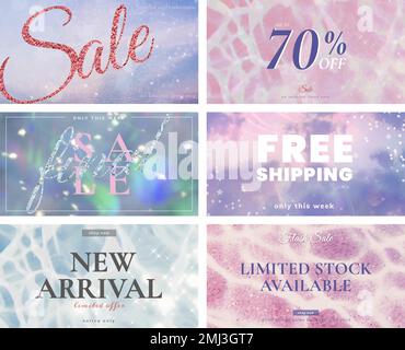 Shop Verkauf Anzeige Vorlage Vektor Glitter Set für Social-Media-Post Stock Vektor