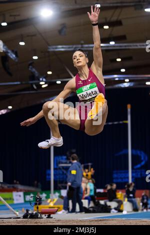 Karlsruhe, Deutschland. 27. Januar 2023. Leichtathletik: INDOOR-Meeting Karlsruhe, Ivana Vuleta aus Serbien beim Weitsprung. Kredit: Tom Weller/dpa/Alamy Live News Stockfoto