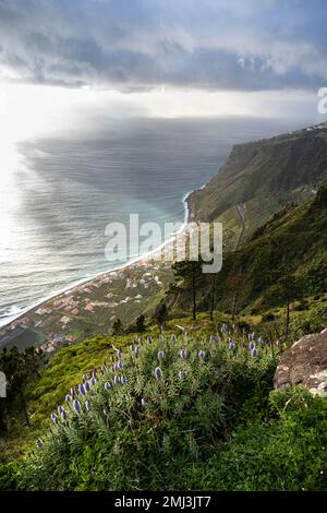 Miradouro da Raposeira, Klippen, Küste und Meer, Küstenlandschaft, Madeira, Portugal Stockfoto