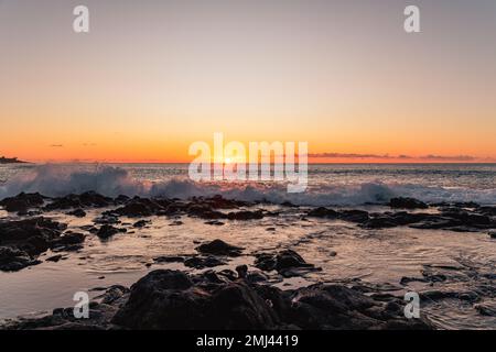 Saint-Gilles, Reunion Island - Sonnenuntergang am Boucan-Canot Stockfoto