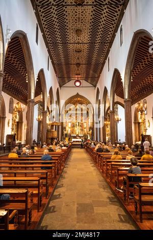 Inneres, Funchal Kathedrale, Altstadt, Funchal, Madeira, Portugal Stockfoto