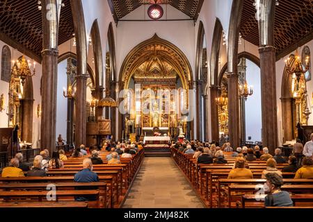 Inneres, Funchal Kathedrale, Altstadt, Funchal, Madeira, Portugal Stockfoto