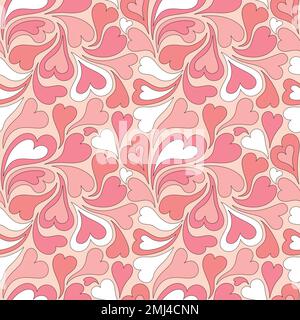 Nahtloses Muster mit rosa Retro-Farben Herzen. Stock Vektor