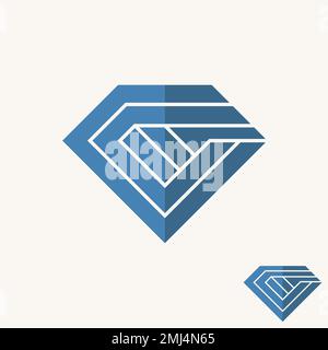 Einfaches und einzigartiges Diamant- oder fünfeck-Design mit CC-Schriftart Grafiksymbol Logo-Design Abstraktes Konzept Vektormaterial Initialen oder Schmuck Stock Vektor