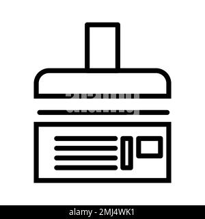 Drücken Sie die Symbolzeile der Maschine isoliert auf weißem Hintergrund. Schwarzer, flacher Klassiker mit modernem Umriss. Lineares Symbol und bearbeitbare Kontur. Einfach und pixelig Stock Vektor