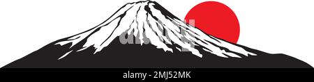Fuji-Berg mit Sonnenfarbe. Vektordarstellung. Stock Vektor