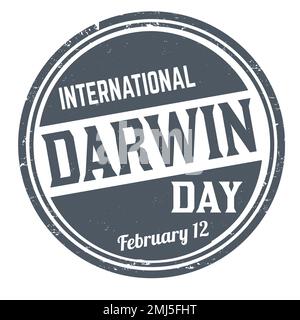 Internationaler Darwin Day Grunge-Gummistempel auf weißem Hintergrund, Vektordarstellung Stock Vektor