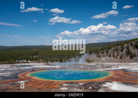 Grand Prismatic Spring im Yellowstone National Park. Stockfoto