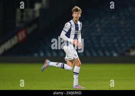 West Bromwich, Großbritannien. 27. Januar 2023. Harry Whitwell von West Bromwich Albion während des 2 U23. Spiels der Premier League West Bromwich Albion U23 vs Aston Villa U23 at the Hawthorns, West Bromwich, Großbritannien, 27. Januar 2023 (Foto von Gareth Evans/News Images) Kredit: News Images LTD/Alamy Live News Stockfoto