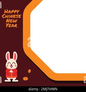 Frohes chinesisches Neujahr mit Rabbit Twibbon Vector Design. Stock Vektor