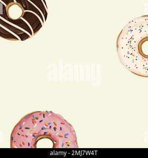 Donuts mit beigefarbenem Hintergrundvektor Stock Vektor