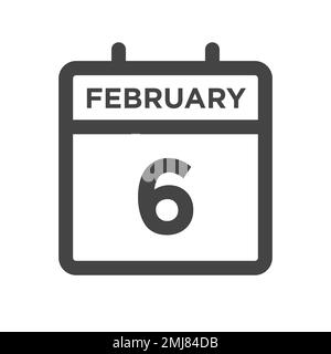 Februar 6 Kalendertag oder Kalenderdatum für Termin und Termin Stock Vektor