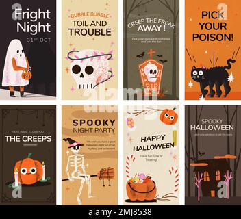 Story Vorlagen Vektor, Halloween Illustration Set Stock Vektor