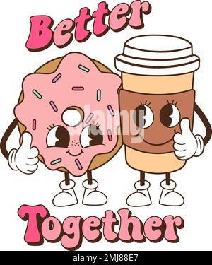 Inspirierender, niedlicher Donut-Zitat in flippigem Stil. Vektorkonstruktion. Stock Vektor