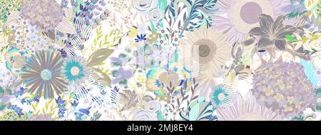 Zarte Pastellfarben. Nahtloses Blumenmuster. Vektordarstellung Stock Vektor