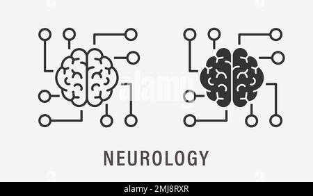 Neurologie-Symbole auf weißem Hintergrund. Vektordarstellung. Stock Vektor