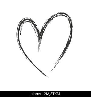 Handgemaltes Herz. Vektor einfaches schwarzes Herzsymbol. Süße Tinte, herzförmig. Stock Vektor
