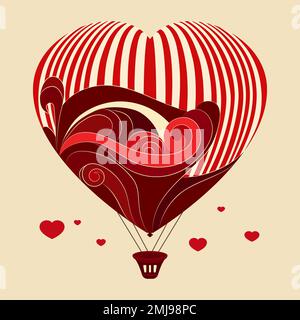 Heißluftballon. Flacher Cartoon-Style. Vektordarstellung für Design Grußkarte, Flyer, Poster, Banner, Web Design. Stock Vektor