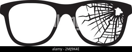 Defekte Brille Schwarzweiß-Vektor-Illustration Stock Vektor