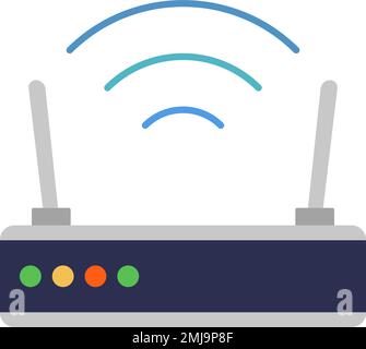 Flaches Routersymbol. Relais für die Netzwerkkommunikation. Bearbeitbarer Vektor. Stock Vektor