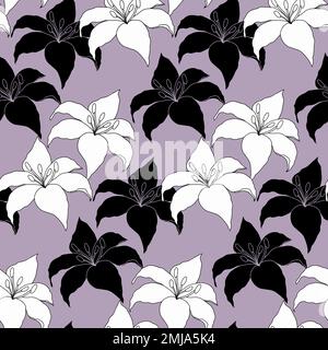 Lilly-Blütenkopf für Textildesign, nahtloses Muster für Tapete oder Stoff Stock Vektor