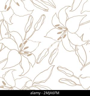 Lilly handgezeichnete Blume, nahtloses Blumenmuster für Textil Stock Vektor