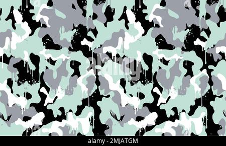 Texture Military Camouflage wiederholt nahtlose Vektormuster für Stoff, Hintergrund, Tapete und andere. Klassischer Kleidungsdruck. Abstraktes Monochrom Stock Vektor