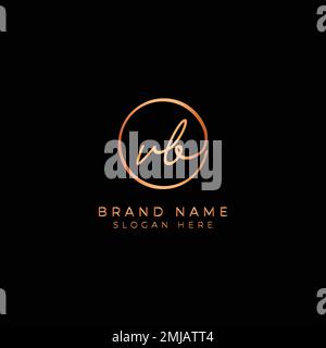 V-, B-, VB-Anfangsbuchstabe handschriftlich und Signature-Vektor-Logo. Geschäftsvorlage in Rundform Strichgrafiken Stock Vektor