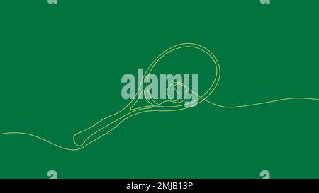 Einzeiliges, durchgehendes Tennisracket-Symbol-Konzept. Sportwettkampf Spiel Tennisball. Digitale, weiße, einzeilige Skizze, Zeichnungsvektordarstellung. Stock Vektor